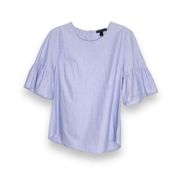 J. Crew Button-Back Bell-Sleeve Top Blouse Peri Blue Coastal Gran Women’s Size 2 - Picture 3 of 10